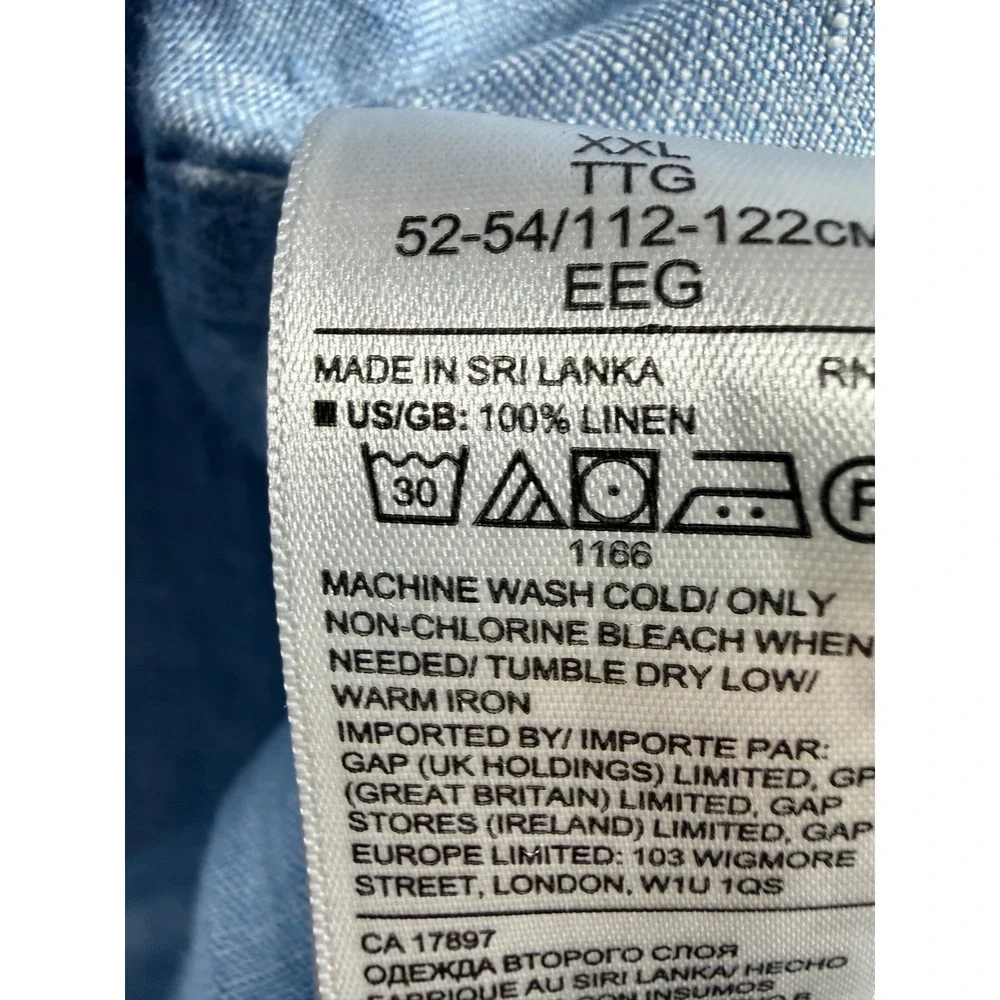 Banana Republic 100% Linen long sleeve button up shirt Mens 2XL Blue